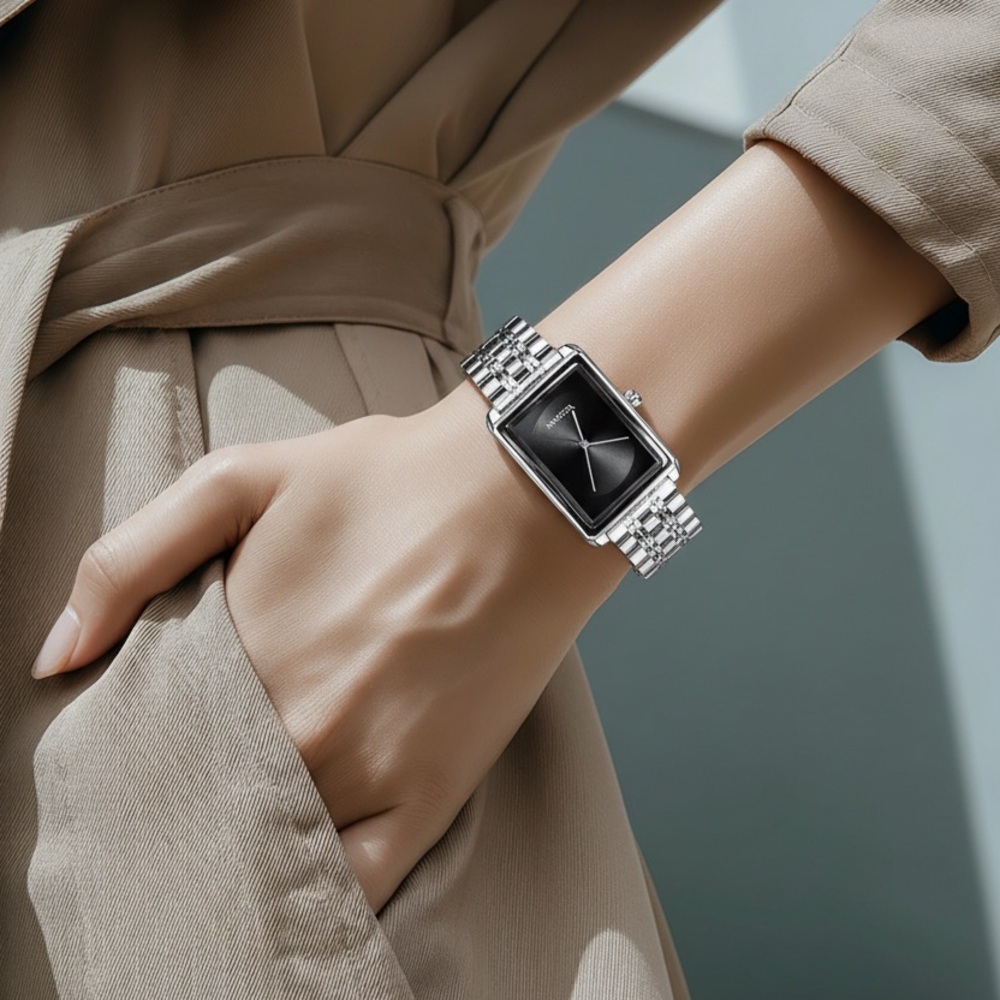 Invicta Women’s Sterling Silver and Black Rectangular Timepiece. Classic ⌚️26mm - Picture 10 of 10